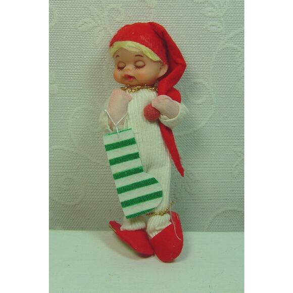 JESTIA T.K.R. SLEEPY CHILD WITH STOCKING FABRIC FIGURINE--JAPAN--#725 - Picture 1 of 5